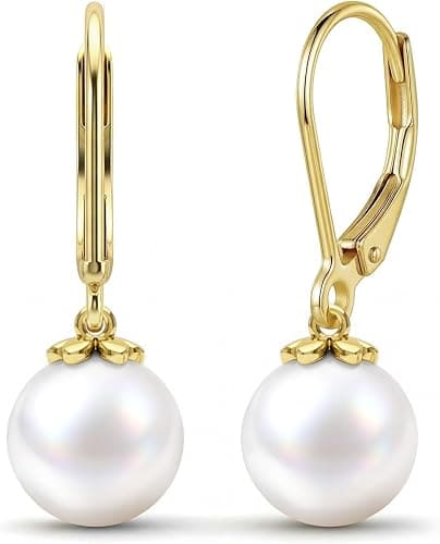 Gold-plated sterling silver drop earrings with freshwater pearls