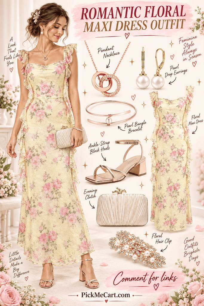 Romantic Floral Maxi Dress Outfit